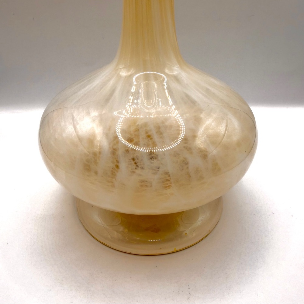 VTG Murano Filigrana Art Glass Decanter 9.5" White Latticino Swirl Amber Stopper - Picture 2 of 8